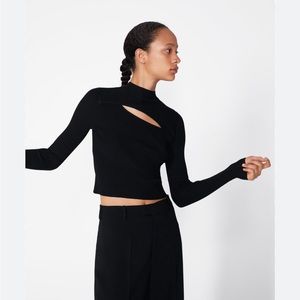 Zara Black Cut-Out Crop Top